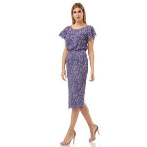 JS Collections LACE FLUTTER SLEEVE MIDI DRESS New 2